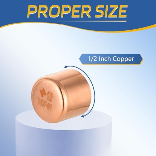 GUOFIS 50PACK GUOFIS 12Inch C x 12Inch C Copper Plug LF Short Radius Fittings End Cap with Sweat Solder Connection for Residential CommercialCOPPER020 - Image 3