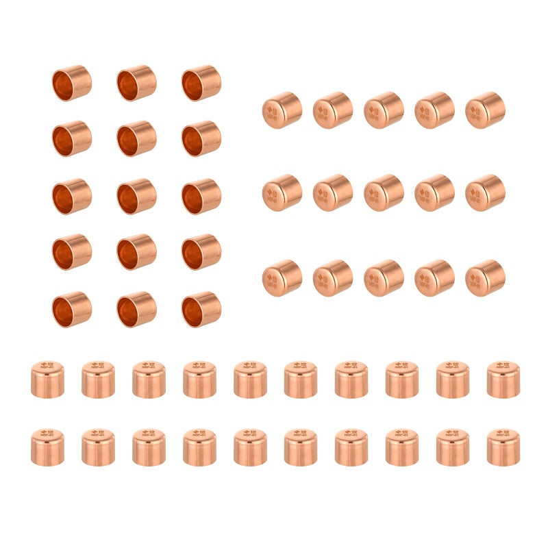 GUOFIS 50PACK GUOFIS 12Inch C x 12Inch C Copper Plug LF Short Radius Fittings End Cap with Sweat Solder Connection for Residential CommercialCOPPER020 - Image 2