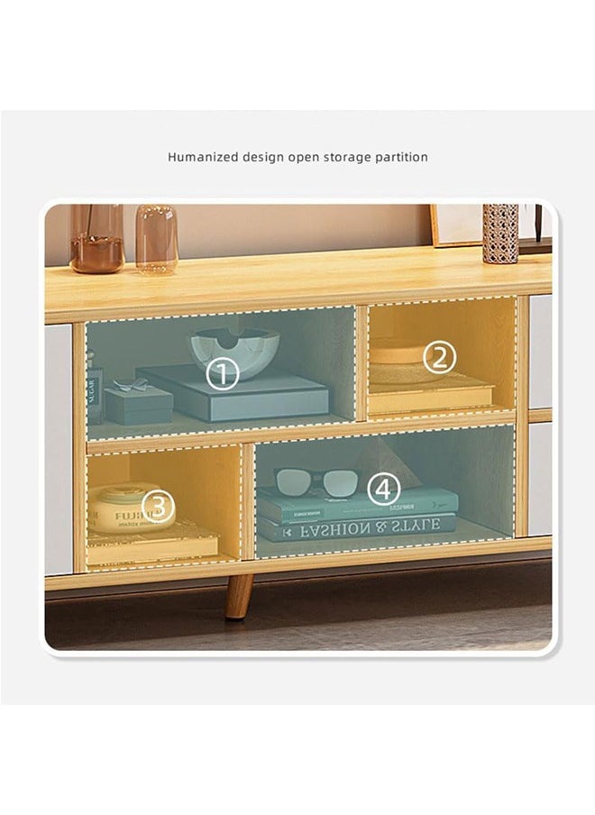 JCB CHIC - Modern White TV Stand, Large TV Stand Shelves, Living Room Entertainment Center Wood Media Console Table with Storage and 4 Drawers - Image 1
