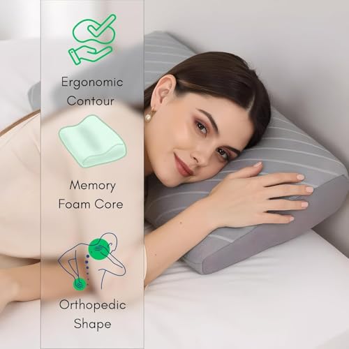9villa Cervical Pillow for Neck Pain and Shoulder Pain Relief for Sleeping | 2 Years Warranty | Orthopedic Memory Foam Pillow for Neck Support,with Breathable Pillowcase (Cervical Grey) - Image 5