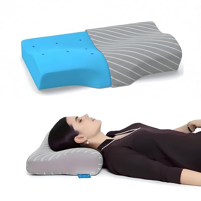 9villa Cervical Pillow for Neck Pain and Shoulder Pain Relief for Sleeping | 2 Years Warranty | Orthopedic Memory Foam Pillow for Neck Support,with Breathable Pillowcase (Cervical Grey) - Image 1
