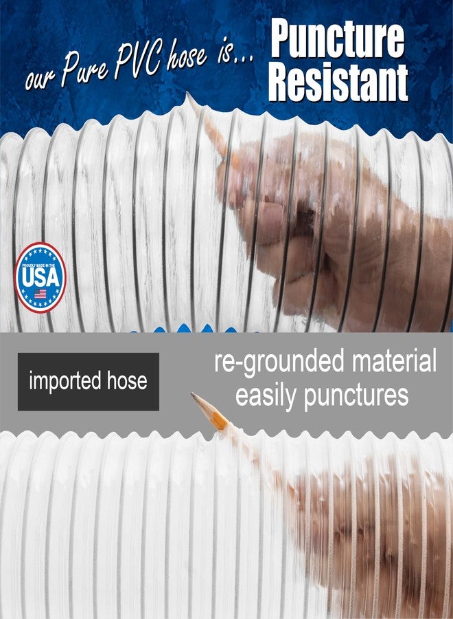 فولتون خرطوم جمع الغبار من Fulton Woodworking Tools مقاس 4 × 10 مع 4 مشابك لولبية، مصنوع بفخر في الولايات المتحدة الأمريكية، خرطوم PVC مقاوم للثقب مع سلك من الفولاذ الكربوني، PVC شفاف مرن وجمع الدخان - Image 4