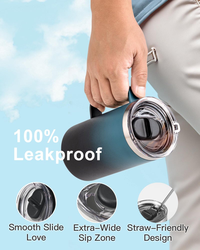 RAYMYLO Insulated Coffee Mug 24 oz, Double Wall Stainless Steel Coffee Mug with Lids, Leak-Proof & Detachable Slider Lid for Thorough Clean, Keeps Coffee Cold for 9 Hrs, Suitable for Camp Home Office - Image 3