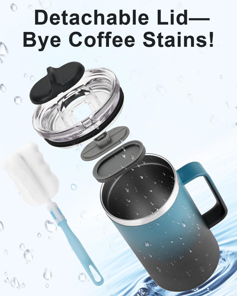 RAYMYLO Insulated Coffee Mug 24 oz, Double Wall Stainless Steel Coffee Mug with Lids, Leak-Proof & Detachable Slider Lid for Thorough Clean, Keeps Coffee Cold for 9 Hrs, Suitable for Camp Home Office - Image 5