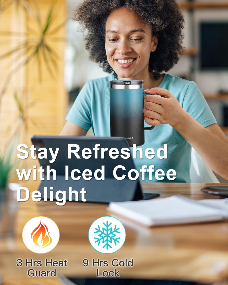 RAYMYLO Insulated Coffee Mug 24 oz, Double Wall Stainless Steel Coffee Mug with Lids, Leak-Proof & Detachable Slider Lid for Thorough Clean, Keeps Coffee Cold for 9 Hrs, Suitable for Camp Home Office - Image 2