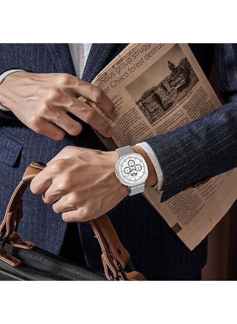 اووكاي أساور معدنية لساعة سامسونج جالاكسي واتش 8، مقاس 40 مم/44 مم/جالكسي واتش 8 كلاسيك، مقاس 46 مم، سوار بديل من الفولاذ المقاوم للصدأ بحلقة ميلانو مغناطيسية (فضي) - Image 4