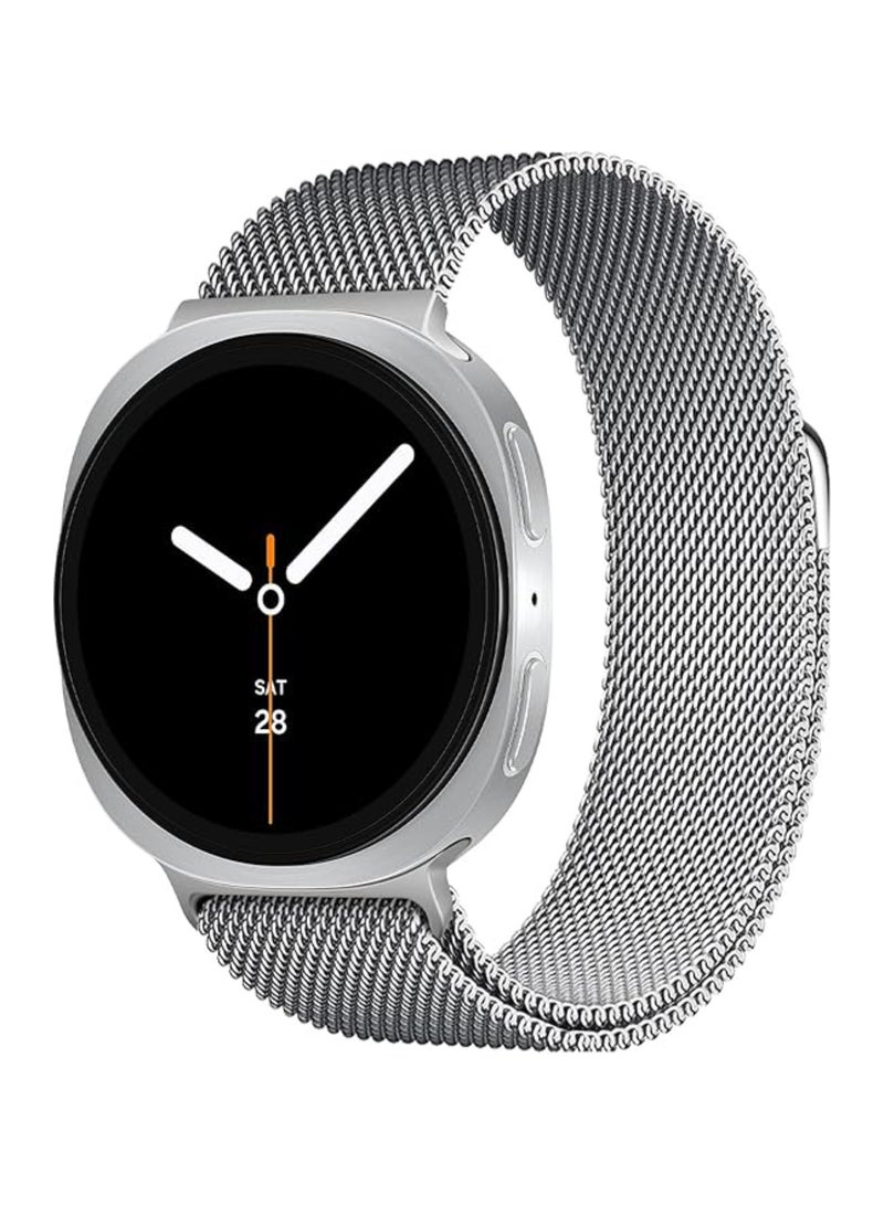 اووكاي أساور معدنية لساعة سامسونج جالاكسي واتش 8، مقاس 40 مم/44 مم/جالكسي واتش 8 كلاسيك، مقاس 46 مم، سوار بديل من الفولاذ المقاوم للصدأ بحلقة ميلانو مغناطيسية (فضي) - Image 1