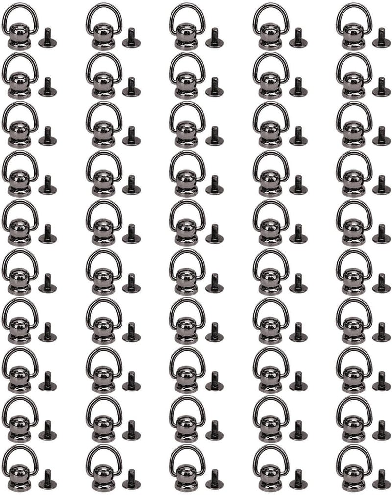 Pull Ring Rivets 50 Sets | Zinc Alloy Electroplating for Leather Craft/Belts/Bags | Non - Tarnishing Screwback Round Head Rivets | Easy Installation Handcraft Supplies (Silver Black) - Image 1