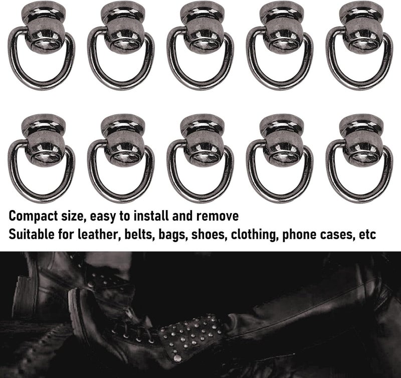 Pull Ring Rivets 50 Sets | Zinc Alloy Electroplating for Leather Craft/Belts/Bags | Non - Tarnishing Screwback Round Head Rivets | Easy Installation Handcraft Supplies (Silver Black) - Image 2