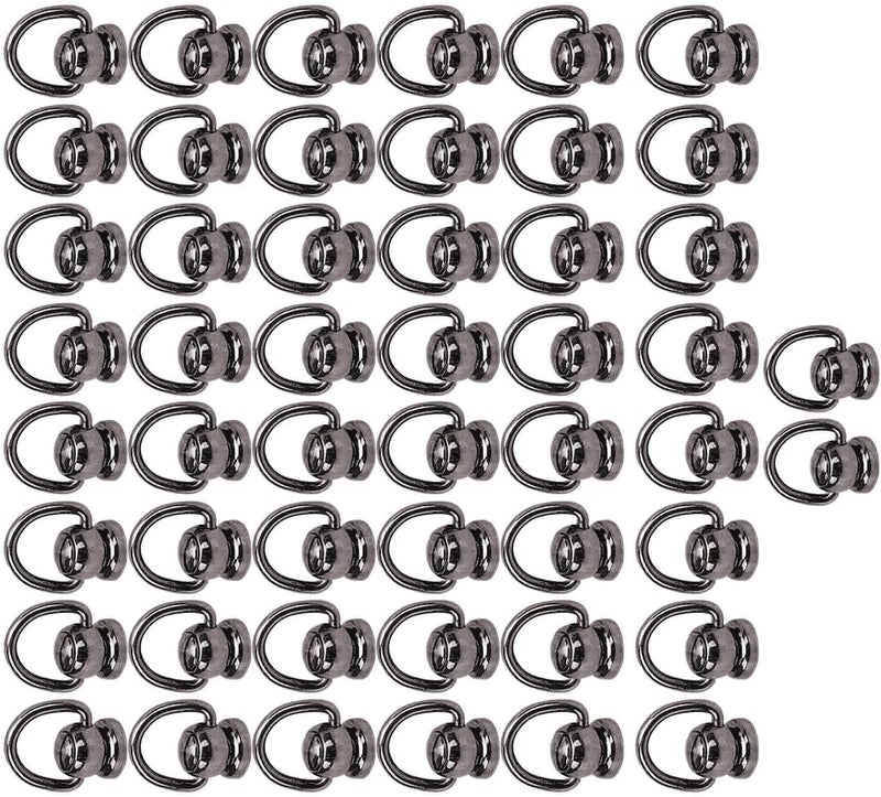 Pull Ring Rivets 50 Sets | Zinc Alloy Electroplating for Leather Craft/Belts/Bags | Non - Tarnishing Screwback Round Head Rivets | Easy Installation Handcraft Supplies (Silver Black) - Image 4