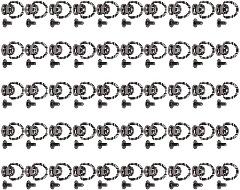 Pull Ring Rivets 50 Sets | Zinc Alloy Electroplating for Leather Craft/Belts/Bags | Non - Tarnishing Screwback Round Head Rivets | Easy Installation Handcraft Supplies (Silver Black) - Image 3