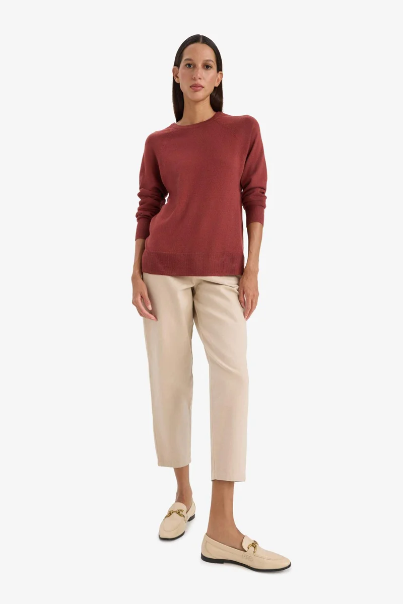 ديفاكتو Relax Fit Crew Neck Basic Knit Pullover