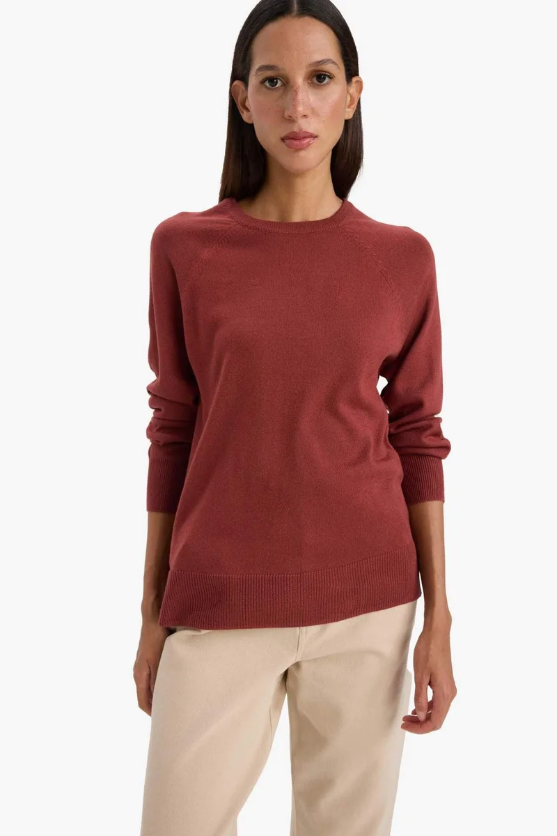ديفاكتو Relax Fit Crew Neck Basic Knit Pullover