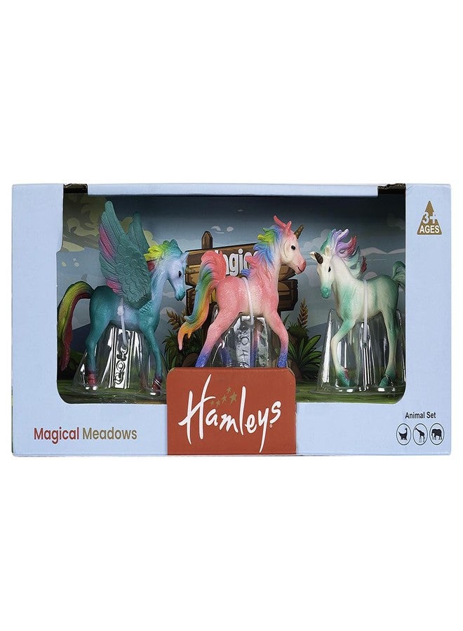 هامليز مجموعة ألعاب يونيكورن من هامليز ماجيكال ميدوز - عبوة من 3 مجسمات حيوانات خيالية للأطفال من عمر 3 سنوات فما فوق | مجموعة لعب إبداعية مع يونيكورن ملونة | مجسم يونيكورن قابل للتجميع - Image 2