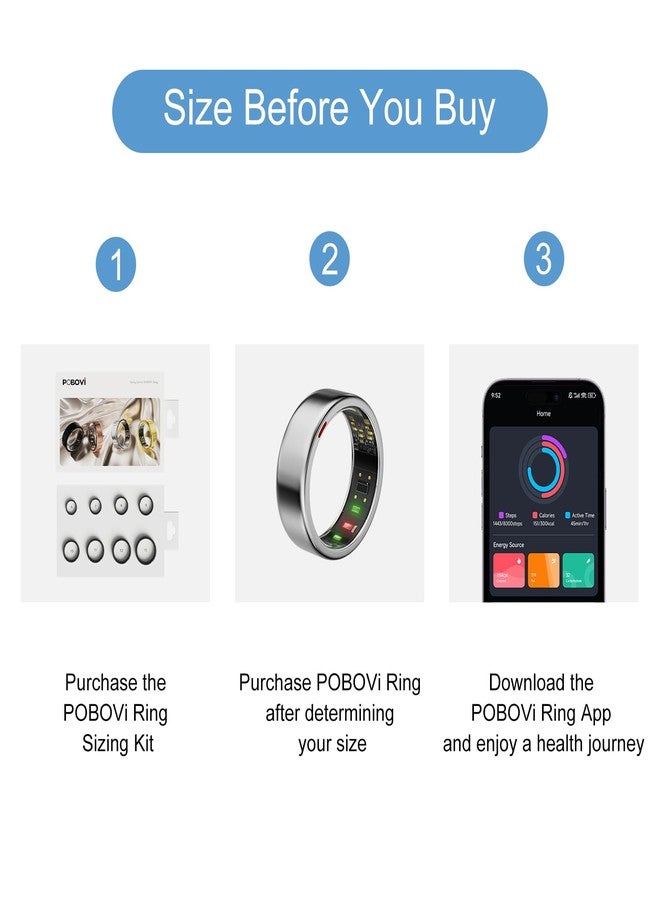 POBOVi Sizing Kit-Size First Before You Buy - Choose from 8 Sizes - Sizes 6 to 13 - Find The Perfect Ring Size Smart Ring Sizer - Image 2