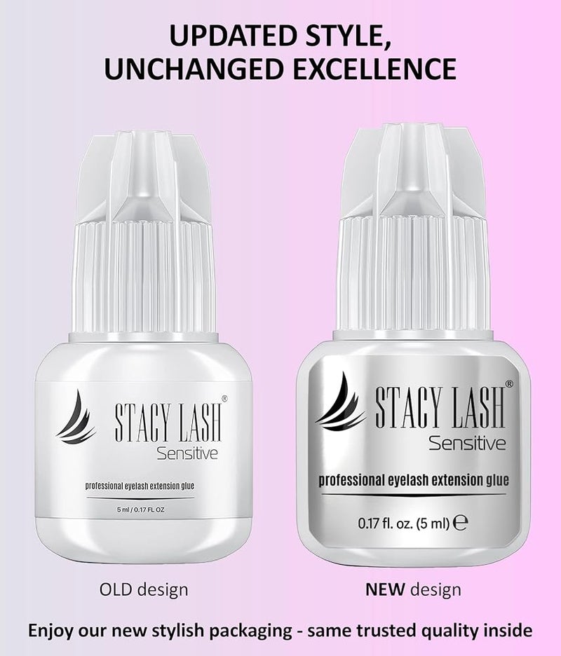 STACY LASH SENSITIVE Eyelash Extension Glue 5 ml/LOW Fume 5 Sec Drying time/Retention - 5 weeks/Professional Use Only Black Adhesive for Individual Semi-Permanent Eyelash Extensions Supplies… - Image 2