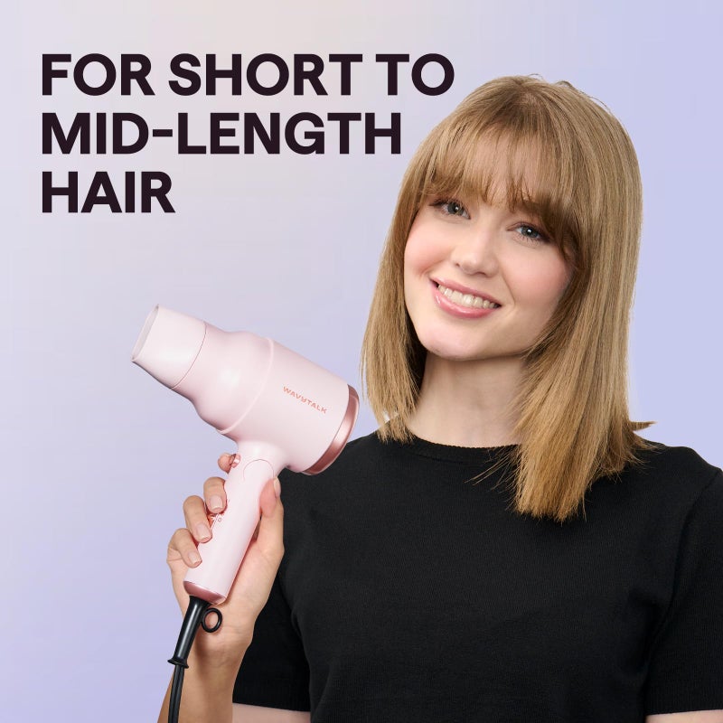 wavytalk مجفف شعر ويفيتوك مع موزع، مجفف شعر صغير مع مقبض قابل للطي، مجفف شعر هادئ وخفيف الوزن بقوة 1600 واط مع تصميم مدمج، وردي أبيض - Image 2