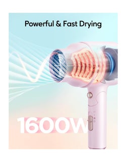 wavytalk Wavytalk Blow Dryer with Diffuser, Mini Hair Dryer with Folding Handle, 1600W Quiet Lightweight Hairdryer with Diffuser Compact Design, Pinky White  - Image 2