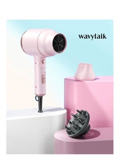 wavytalk Wavytalk Blow Dryer with Diffuser, Mini Hair Dryer with Folding Handle, 1600W Quiet Lightweight Hairdryer with Diffuser Compact Design, Pinky White  - Image 3