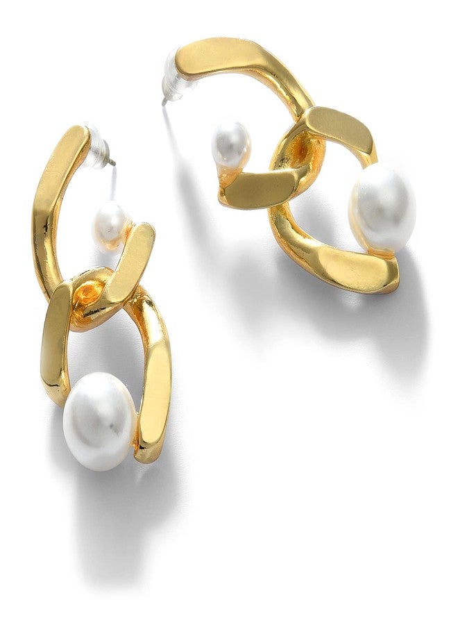 SOHI Gold Plated Pearl Beaded Drop Earring (SOHEAR8186) - Image 1