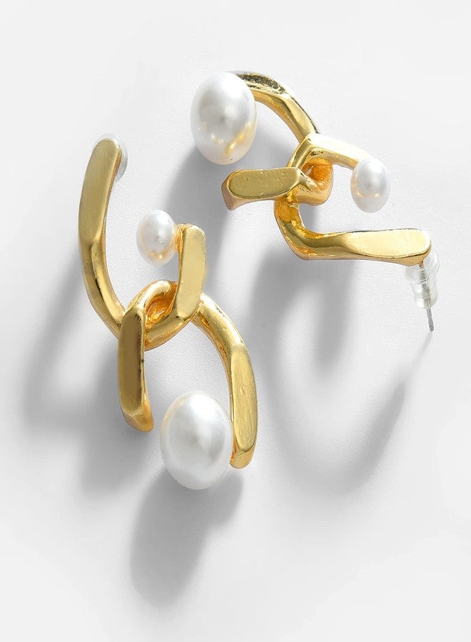 SOHI Gold Plated Pearl Beaded Drop Earring (SOHEAR8186) - Image 3
