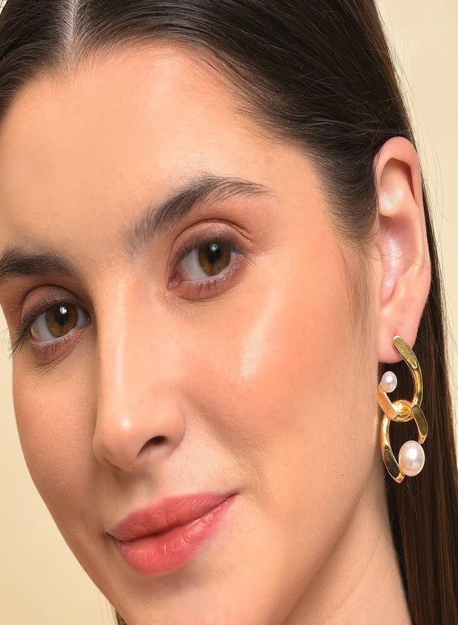 SOHI Gold Plated Pearl Beaded Drop Earring (SOHEAR8186) - Image 4