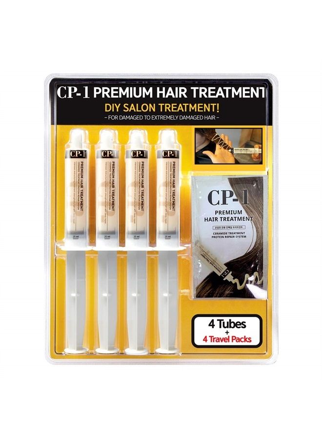 Premium Professional Hair Mask Deep Conditioning Keratin Protein Hair Treatment for Dry Damaged Hair, Ceramide Repair System 25ml x 4 Tubes, free additional 4 travel packs