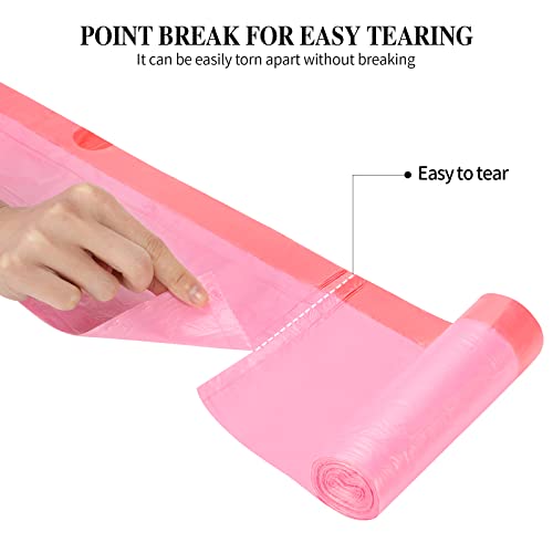 HDY 6Rolls Drawstring Small Trash Bags,4 Gallon Thicken Drawstring Small Garbage Bags for Kitchen,Bathroom,Bedroom,Home,Office Trash Cans，120 Counts (Pink) - Image 2