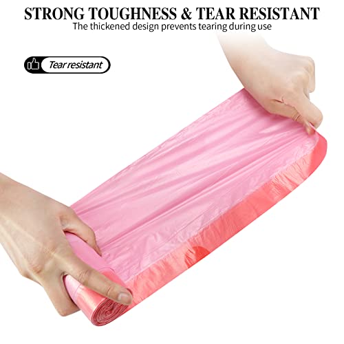 HDY 6Rolls Drawstring Small Trash Bags,4 Gallon Thicken Drawstring Small Garbage Bags for Kitchen,Bathroom,Bedroom,Home,Office Trash Cans，120 Counts (Pink) - Image 3