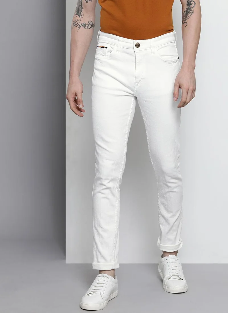 Men Slim Fit Solid Mid-Rise Jeans