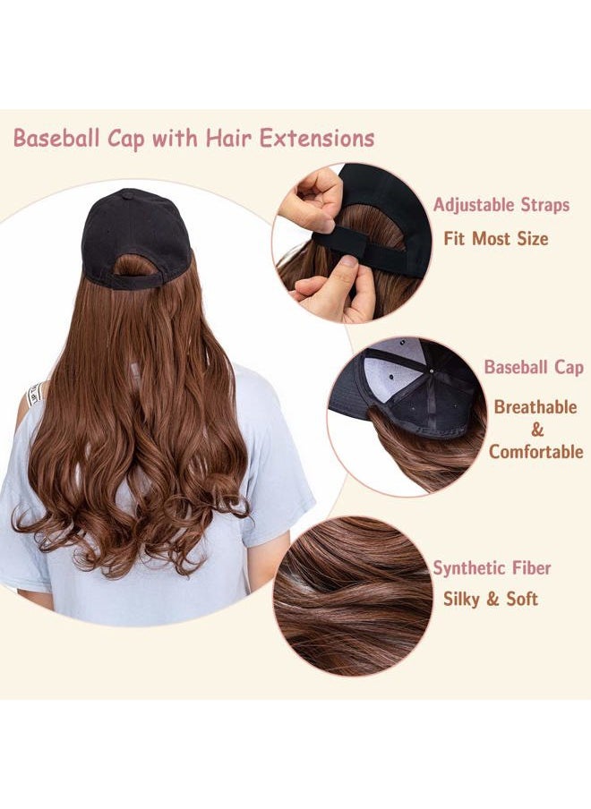 AynnQueen Baseball Cap with Hair Extensions for Women Adjustable Hat with Synthetic Wig Attached 24inch Long Wavy Hair Black Baseball Cap (Ash Blonde)  - Image 5