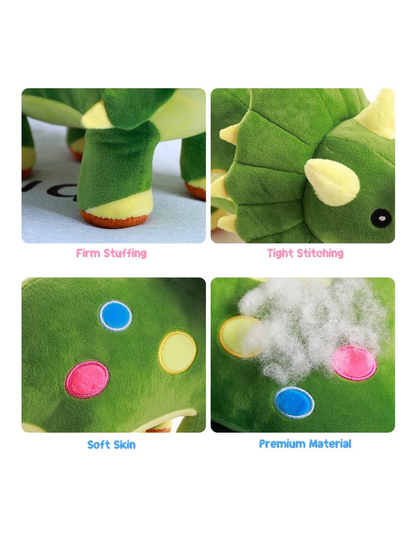 SYOSI Dinosaur Plush Toy, 16" Stuffed Animal Triceratops Throw Plushie Pillow Doll Soft Green Fluffy Friend Hugging Cushion Present Soft Plush Stuffed Animal Dino Plushie for Every Age & Occasion  - Image 5