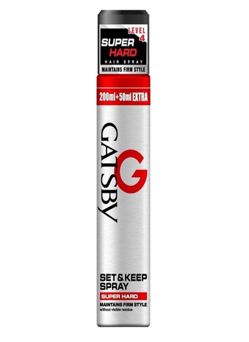 GATSBY Set And Keep Super Hard Hair Spray 250ml (Pack of 6)  - Image 2