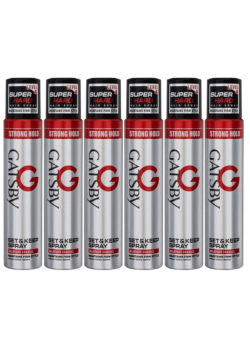GATSBY Set And Keep Super Hard Hair Spray 250ml (Pack of 6)  - Image 1