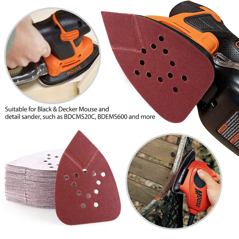 LotFancy أوراق صنفرة 120 حبيبة لمناشير بلاك آند ديكر ماوس، 50 قطعة 12 ثقب ورق صنفرة بخطاف وحلقة - لوت فانسيد - Image 4