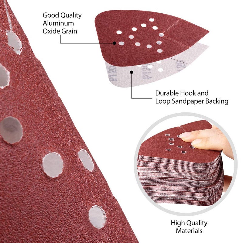 LotFancy أوراق صنفرة 120 حبيبة لمناشير بلاك آند ديكر ماوس، 50 قطعة 12 ثقب ورق صنفرة بخطاف وحلقة - لوت فانسيد - Image 2