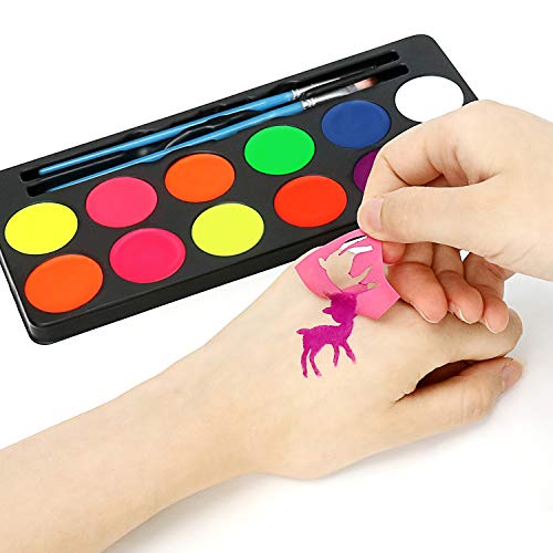 Maydear Face Painting Kit for Kids with 12 Colors Safe and Non-Toxic Large Water Based Face Paint (Fluorescence) - Image 2
