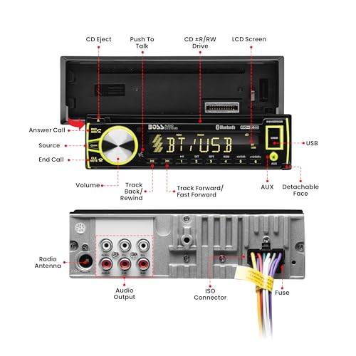 BOSS Audio Systems Elite 560BRGB Car Stereo System - Single Din, Bluetooth Audio and Calling Head Unit, CD Player, USB, AM/FM Radio Receiver, Multicolor Illumination, Hook Up To Amplifier - Image 5