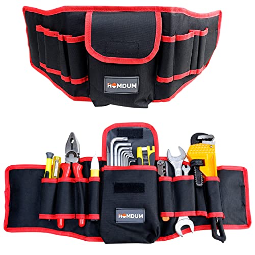 Homdum 20 Inch Tool Belt Durable Multi-Pocket Waist Canvas tool Storage Bag Adjustable Length 20 inch Black Handsfree Carry Organizers for Electricians and Repairman(yellow/Black) - Image 1