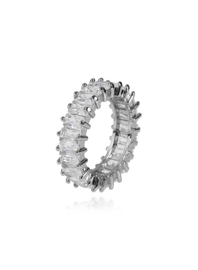 European And American Accessible Luxury Style 18k Real Gold Inlaid With Diamond Square Zircon Ring, Elegant, Exquisite And High-end Direct Approval