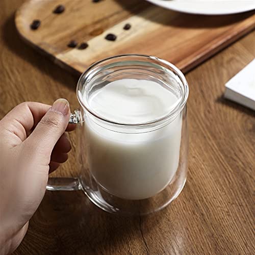 we3 Glass Coffee & Tea Cup Mug with Glass Lid, Double Wall Borosilicate Glass Latte Espresso Mug with Insulated Handle, Dishwasher Safe, 250ml (Pack of 2) - Image 4