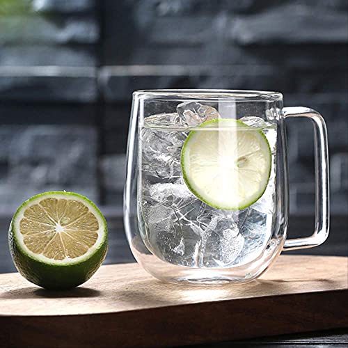 we3 Glass Coffee & Tea Cup Mug with Glass Lid, Double Wall Borosilicate Glass Latte Espresso Mug with Insulated Handle, Dishwasher Safe, 250ml (Pack of 2) - Image 5