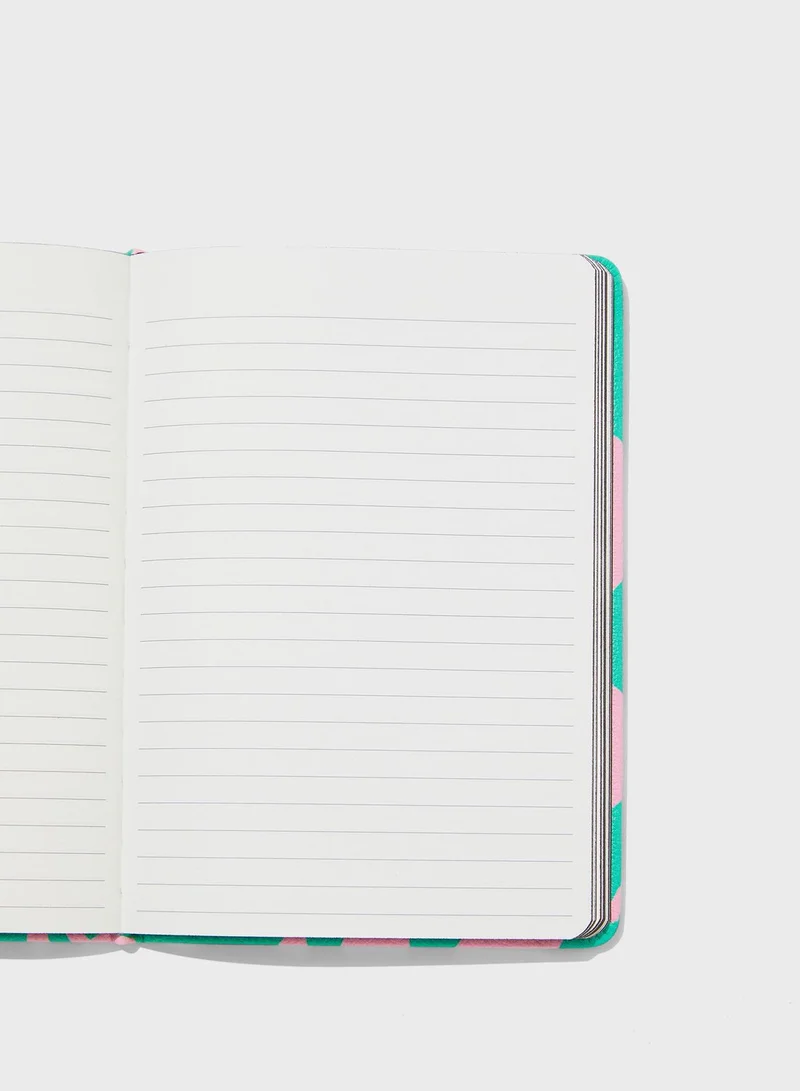 Typo Teal Patterned Notebook Elastic Closure