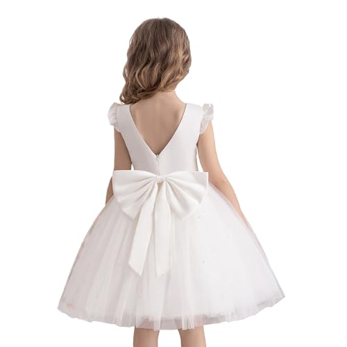 KAQININI Flower Girl Dress Wedding Guest Ruffle Tulle Satin Party Birthday Princess Dresses Pageant Gown Kids Short - Image 1