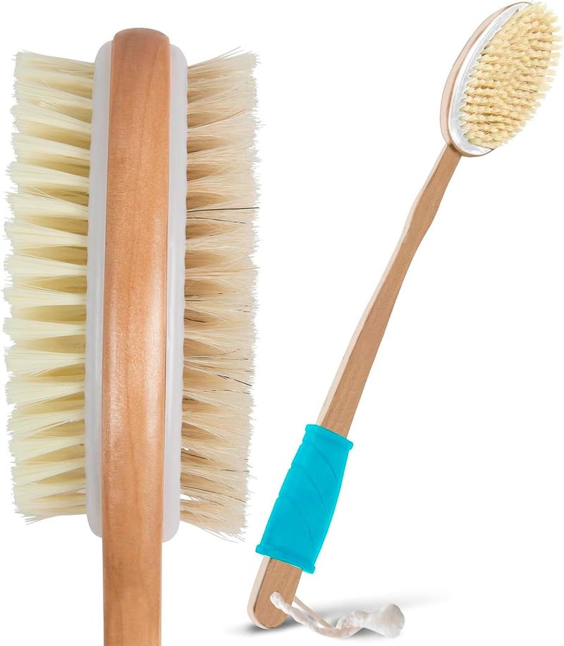 Vive Back Scrubber for Shower Long Handle Dry Brushing Body Brush with Soft Stiff Bristles Exfoliating Shower Loofah Bath Scrubber Cleaner for Women Men Elderly Antiskid Grip - Image 1