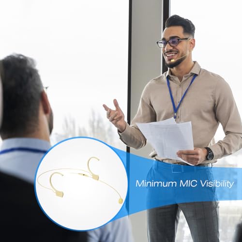 KIMAFUN Headset/Headworn Microphone Professional Earset Over Ear Hanging Condenser Mic Compatible with Shure Wireless System Bodypack Transmitter, Ideal for Performance, Theater, Lecture - Beige D4 - Image 4