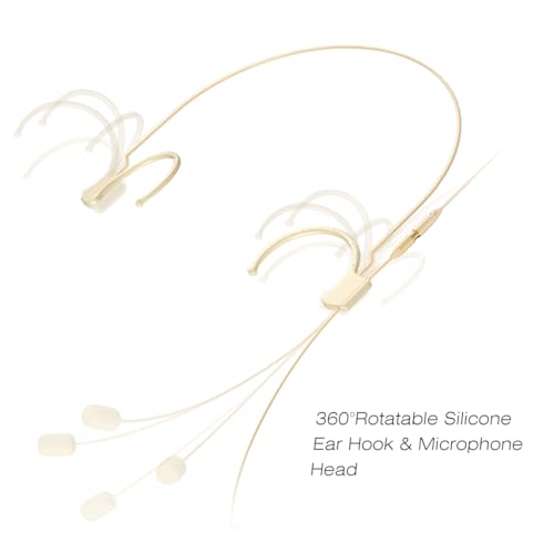 KIMAFUN Headset/Headworn Microphone Professional Earset Over Ear Hanging Condenser Mic Compatible with Shure Wireless System Bodypack Transmitter, Ideal for Performance, Theater, Lecture - Beige D4 - Image 2