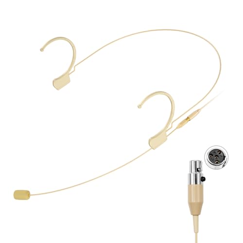 KIMAFUN Headset/Headworn Microphone Professional Earset Over Ear Hanging Condenser Mic Compatible with Shure Wireless System Bodypack Transmitter, Ideal for Performance, Theater, Lecture - Beige D4 - Image 1