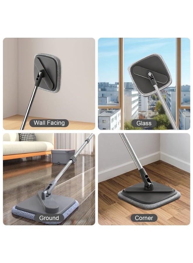 2-in-1 Spin Mop & Bucket System with Clean/Dirty Water Separation – 360° Rotating Adjustable Mop + 1 Microfiber Pads, Fast Dry Wringer, Deep Cleaning for Hardwood, Laminate & Tile Floors - Image 2