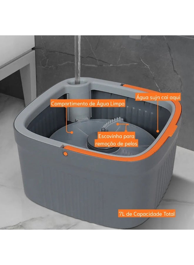 2-in-1 Spin Mop & Bucket System with Clean/Dirty Water Separation – 360° Rotating Adjustable Mop + 1 Microfiber Pads, Fast Dry Wringer, Deep Cleaning for Hardwood, Laminate & Tile Floors - Image 3